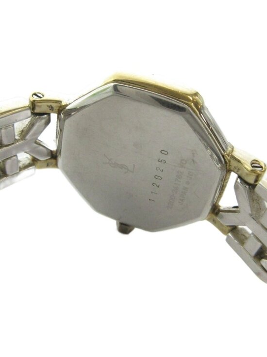 Saint Laurent 2200 Watch Quartz Logo Roman Silver